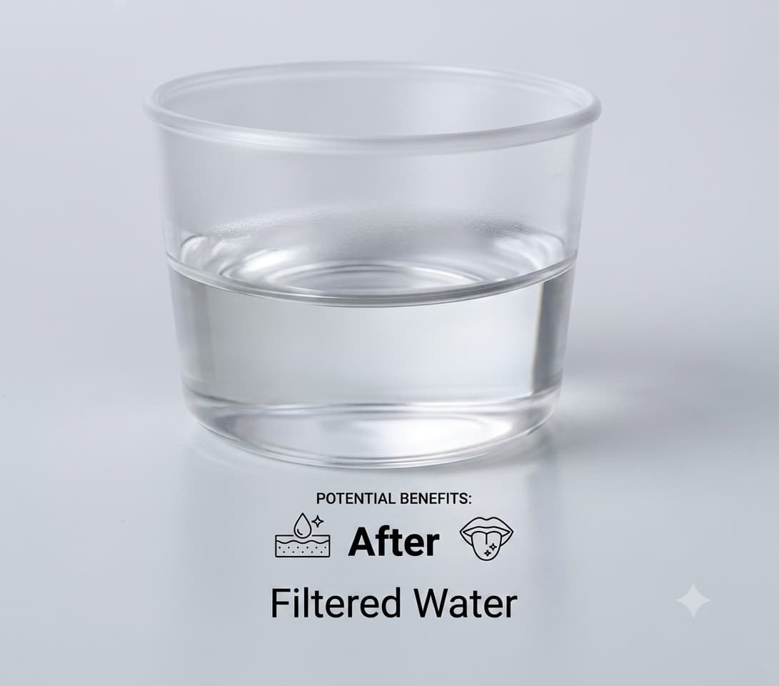 Pure clean drinking water glass representation for Chlorine Test